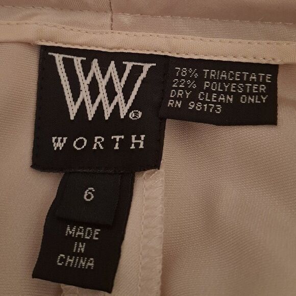 Worth Shiny Silky  Solid Cream Hook Eye Straight Classic Pants Trousers - Picture 7 of 7